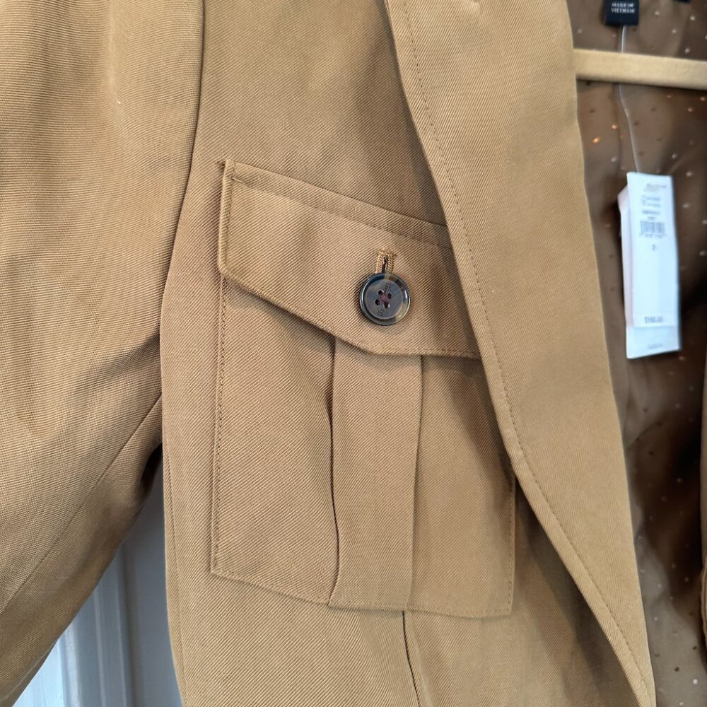 Military Double Pocket Drapey Twill Blazer with Belt - Picture 5 of 9